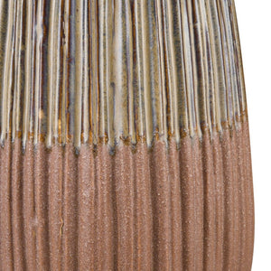Atlas Cooper Vase - Sculptural Accent with Matchstick Texture, Glossy Khaki Finish for Stylish Decor Large AC11200-02