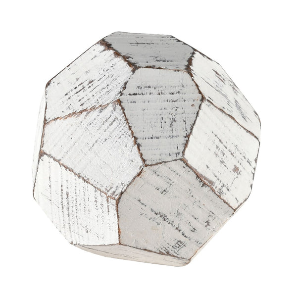 Atlas Copas Decorative Object Set of 3 - Sculptural White Faceted Orbs for Elegant Home Décor Display AC11201-01S