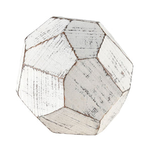 Atlas Copas Decorative Object Set of 3 - Sculptural White Faceted Orbs for Elegant Home Décor Display AC11201-01S