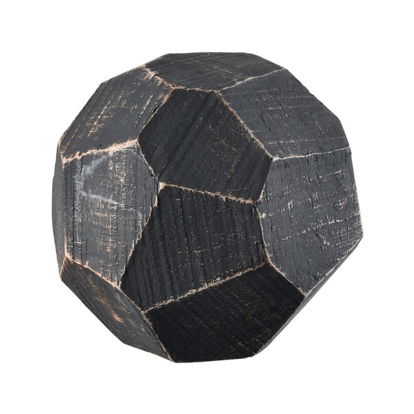 Atlas Copas Decorative Object Set of 3 - Black Antiqued Faceted Orbs for Elegant Home Décor & Styling AC11201-02S