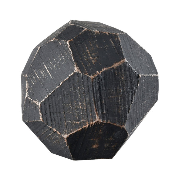 Atlas Copas Decorative Object Set of 3 - Black Antiqued Faceted Orbs for Elegant Home Décor & Styling AC11201-02S