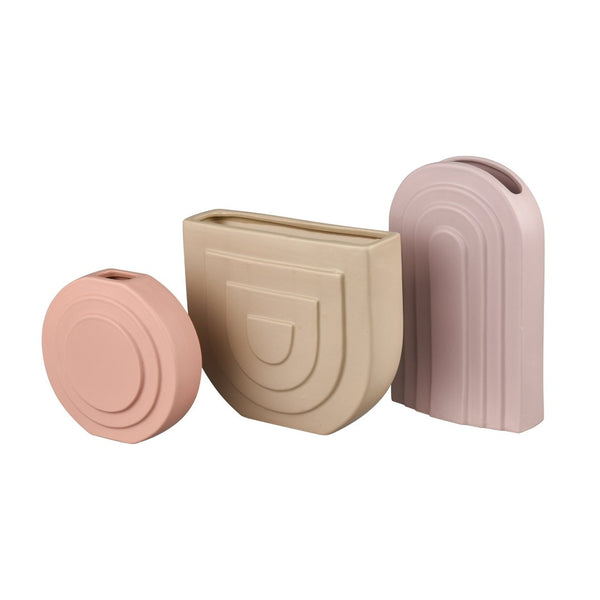 Atlas Corin Vase - Sculptural Earthenware Design with Elegant Light-Pink Matte Finish for Modern Spaces Large AC11204-01