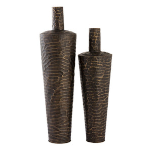 Atlas Council Vase - Striking Decorative Accent with Rippled Texture and Elegant Tapered Design for Any Space Large Bronze AC11210-01