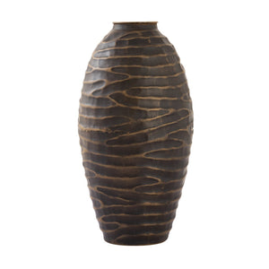 Atlas Council Vase - Striking Decorative Accent with Rippled Texture and Elegant Tapered Design for Any Space Medium Bronze AC11211-01