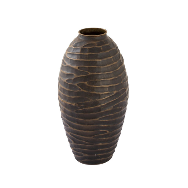 Atlas Council Vase - Striking Decorative Accent with Rippled Texture and Elegant Tapered Design for Any Space Medium Bronze AC11211-01