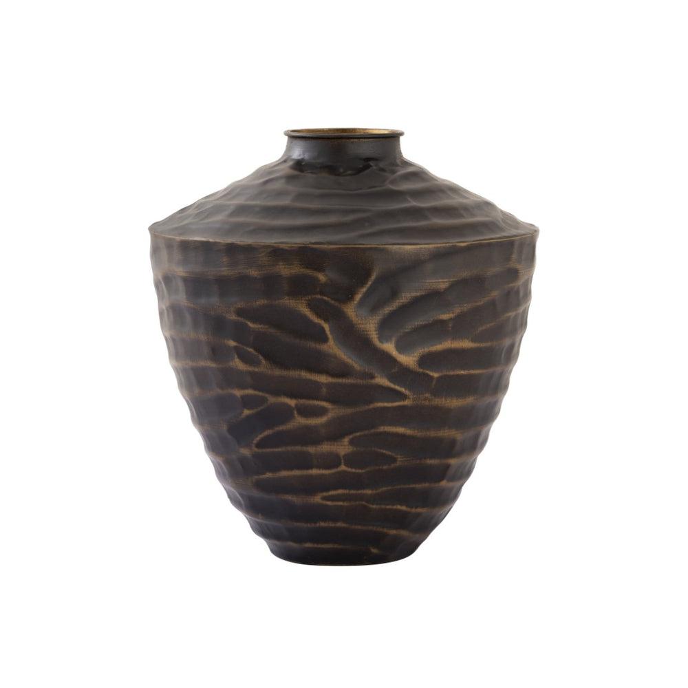 Atlas Council Vase - Striking Decorative Accent with Rippled Texture and Elegant Tapered Design for Any Space Small Bronze AC11212-01