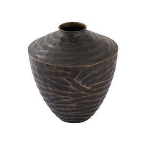 Atlas Council Vase - Striking Decorative Accent with Rippled Texture and Elegant Tapered Design for Any Space Small Bronze AC11212-01