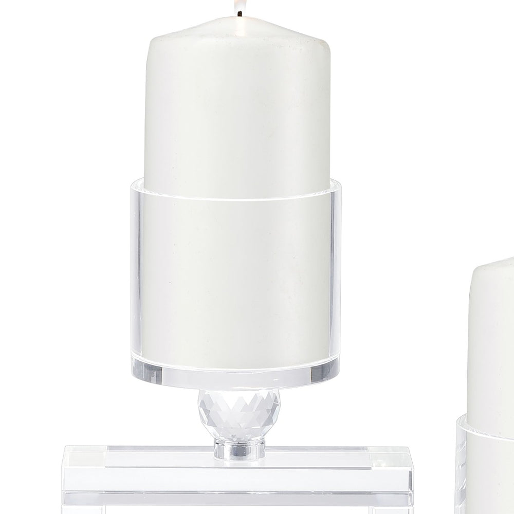 Atlas Cubic Crystal Candleholder Set of 2 - Elegant Geometric Design for Modern Home Decor Accents AC11215-01S