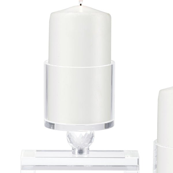 Atlas Cubic Crystal Candleholder Set of 2 - Elegant Geometric Design for Modern Home Decor Accents AC11215-01S