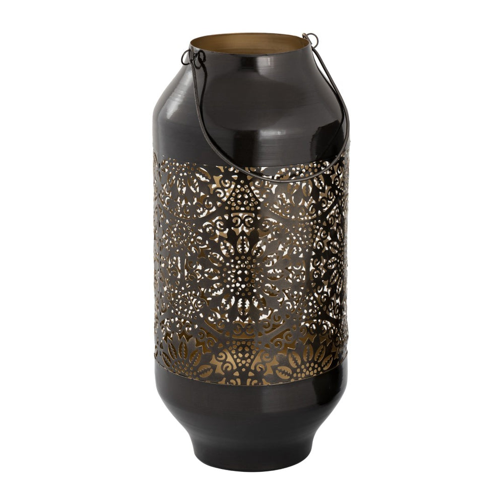 Atlas Culler Lantern Set of 2 - Gloss Black Metal Lanterns for Stylish Indoor & Outdoor Ambiance AC11216-01S