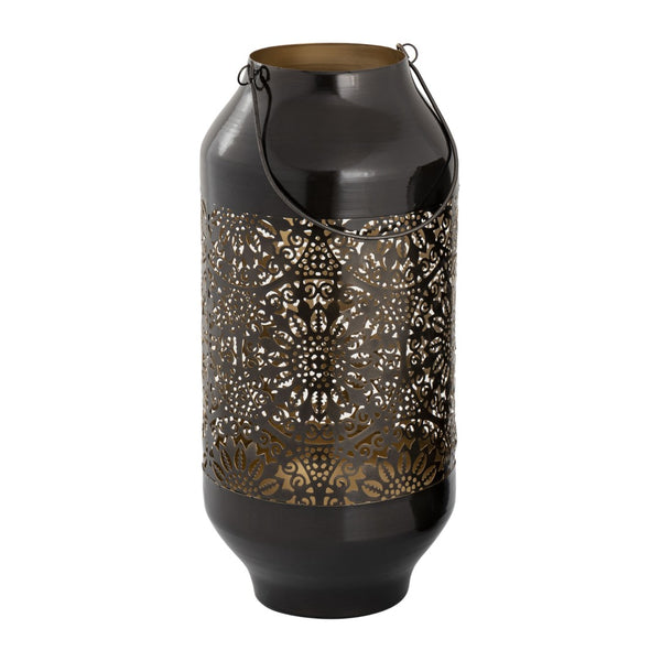 Atlas Culler Lantern Set of 2 - Gloss Black Metal Lanterns for Stylish Indoor & Outdoor Ambiance AC11216-01S