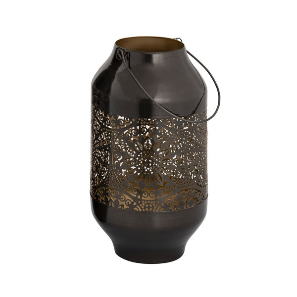 Atlas Culler Lantern Set of 2 - Gloss Black Metal Lanterns for Stylish Indoor & Outdoor Ambiance AC11216-01S