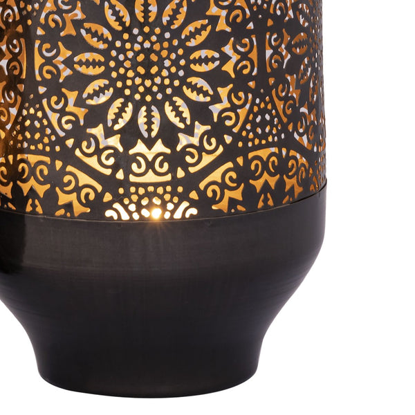 Atlas Culler Lantern Set of 2 - Gloss Black Metal Lanterns for Stylish Indoor & Outdoor Ambiance AC11216-01S
