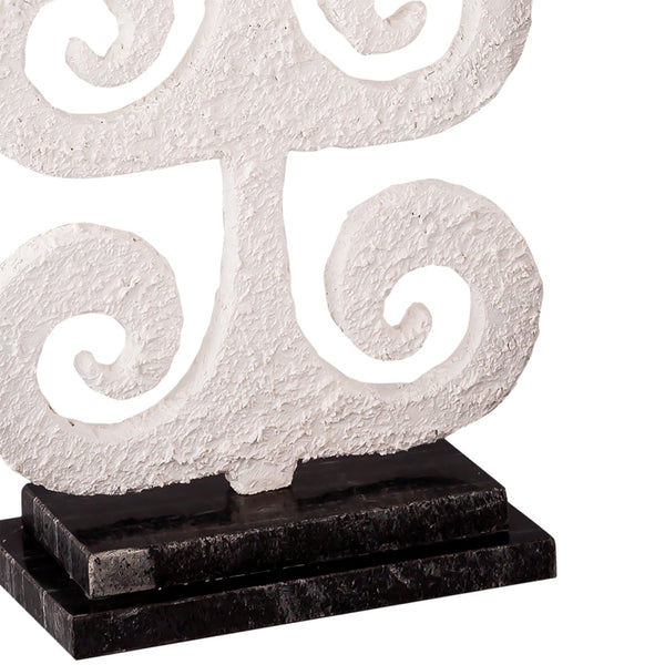 Atlas Curled Fern Candleholder - Elegant White Metal Design with Black Base for Pillar Candles & Décor AC11217-01