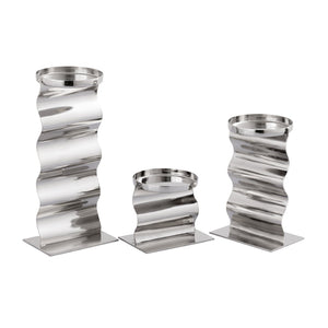 Atlas Curve Candleholder Trio - Elegant Polished Nickel Design for Modern Tabletop and Mantel Décor Set of 3 AC11219-01S