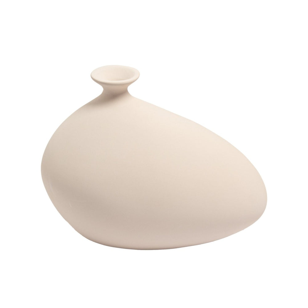 Atlas Cy Vase - Sculptural Earthenware Decor with Cream Finish for Modern and Contemporary Interiors Medium White AC11222-01