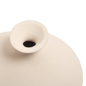 Atlas Cy Vase - Sculptural Earthenware Decor with Cream Finish for Modern and Contemporary Interiors Medium White AC11222-01