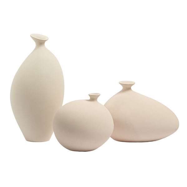 Atlas Cy Vase - Sculptural Earthenware Decor with Cream Finish for Modern and Contemporary Interiors Small White AC11223-01