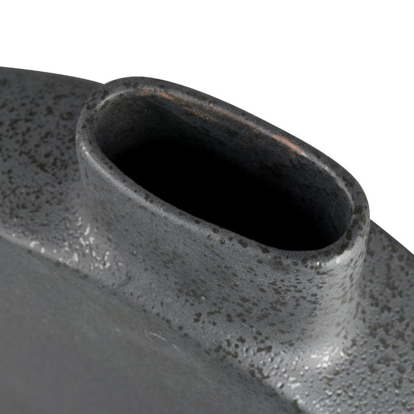 Atlas Damen Vase - Modern Sculptural Black Earthenware for Minimalist Home Decor & Elegant Styling AC11225-01