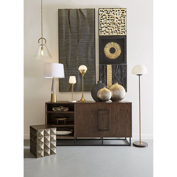 Atlas Damen Vase - Modern Sculptural Black Earthenware for Minimalist Home Decor & Elegant Styling AC11225-01