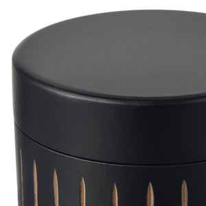 Atlas Dana Box - Elegant Set of 2 Round Black Lidded Storage Boxes with Hand-Carved Detailing AC11226-01S