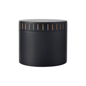 Atlas Dana Box - Elegant Set of 2 Round Black Lidded Storage Boxes with Hand-Carved Detailing AC11226-01S