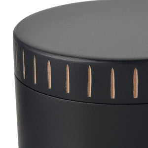 Atlas Dana Box - Elegant Set of 2 Round Black Lidded Storage Boxes with Hand-Carved Detailing AC11226-01S
