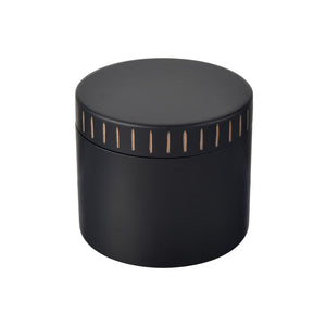 Atlas Dana Box - Elegant Set of 2 Round Black Lidded Storage Boxes with Hand-Carved Detailing AC11226-01S