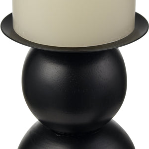 Atlas Dana Candleholder Set of 2 - Elegant Black Orb Design with Wood Accents for Modern Home Decor AC11227-01S