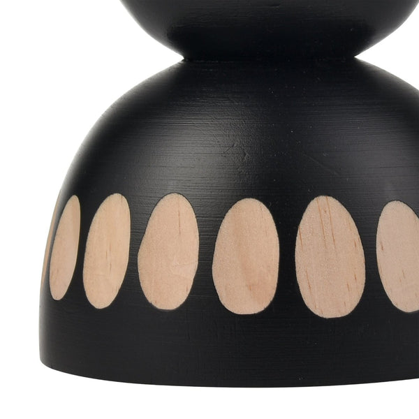 Atlas Dana Candleholder Set of 2 - Elegant Black Orb Design with Wood Accents for Modern Home Decor AC11227-01S