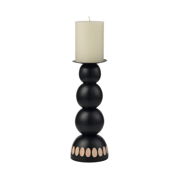 Atlas Dana Candleholder Set of 2 - Elegant Black Orb Design with Wood Accents for Modern Home Decor AC11227-01S