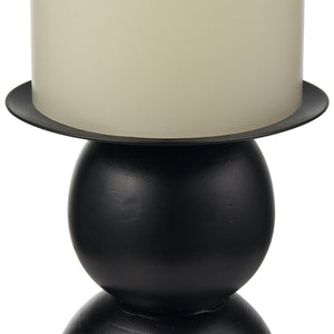 Atlas Dana Candleholder Set of 2 - Elegant Black Orb Design with Wood Accents for Modern Home Decor AC11227-01S