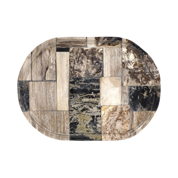 Atlas Deckham Tray - Unique Tiled Petrified Wood Accent for Stylish Home Décor & Organizing Essentials AC11233-01