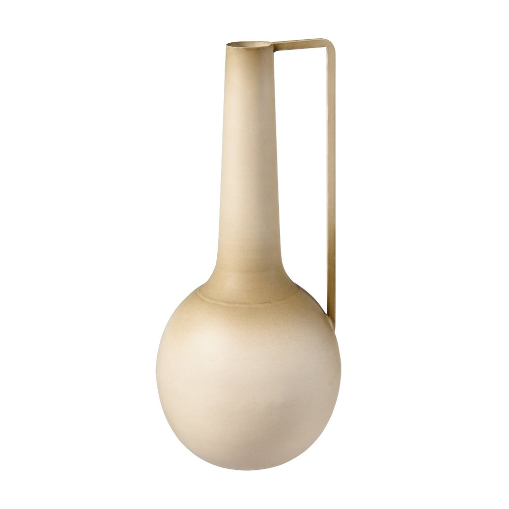 Atlas Delia Bottle - Elegant Burnt Ivory Metal Vase with Curved Amphora Shape for Timeless Décor Style AC11235-01