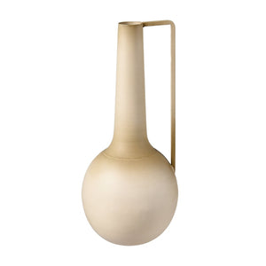 Atlas Delia Bottle - Elegant Burnt Ivory Metal Vase with Curved Amphora Shape for Timeless Décor Style AC11235-01