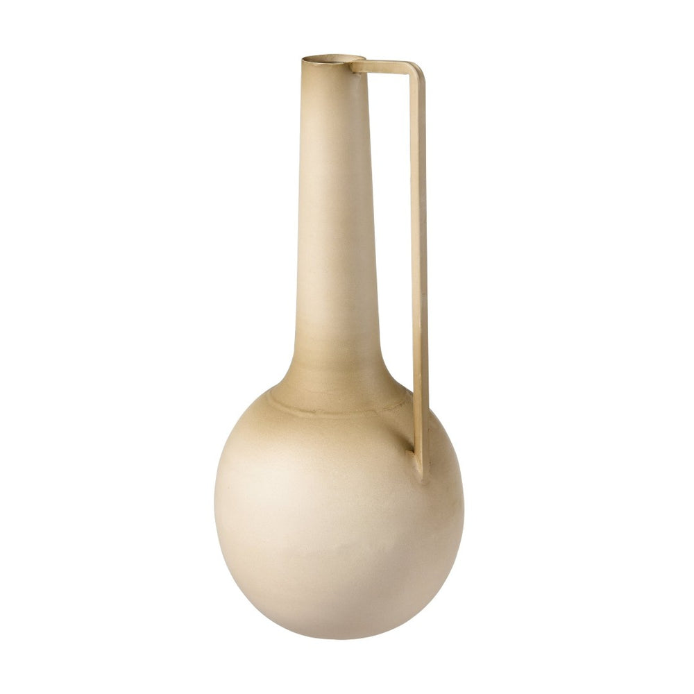 Atlas Delia Bottle - Elegant Burnt Ivory Metal Vase with Curved Amphora Shape for Timeless Décor Style AC11235-01