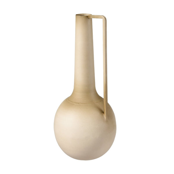 Atlas Delia Bottle - Elegant Burnt Ivory Metal Vase with Curved Amphora Shape for Timeless Décor Style AC11235-01