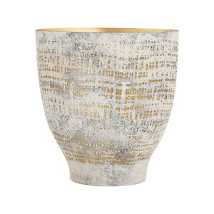 Atlas Delmont Candleholder - Rustic Elegance with Gold Interior for Cozy Ambiance in Any Room Large Whitewash AC11239-01