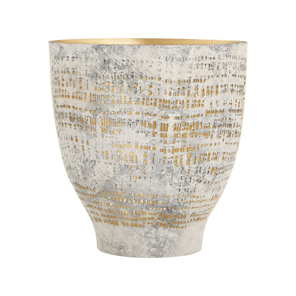 Atlas Delmont Candleholder - Rustic Elegance with Gold Interior for Cozy Ambiance in Any Room Large Whitewash AC11239-01