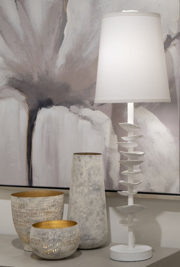 Atlas Delmont Candleholder - Rustic Elegance with Gold Interior for Cozy Ambiance in Any Room Large Whitewash AC11239-01