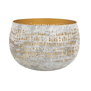 Atlas Delmont Candleholder - Rustic Elegance with Gold Interior for Cozy Ambiance in Any Room Small Whitewash AC11240-01