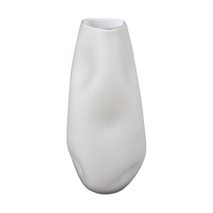 Atlas Dent Vase - Artful Hand-Blown Glass with Sculptural Dented Design for Modern Home Décor & Styling Small White AC11244-01