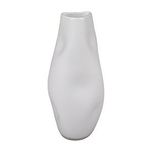 Atlas Dent Vase - Artful Hand-Blown Glass with Sculptural Dented Design for Modern Home Décor & Styling Large White AC11244-02