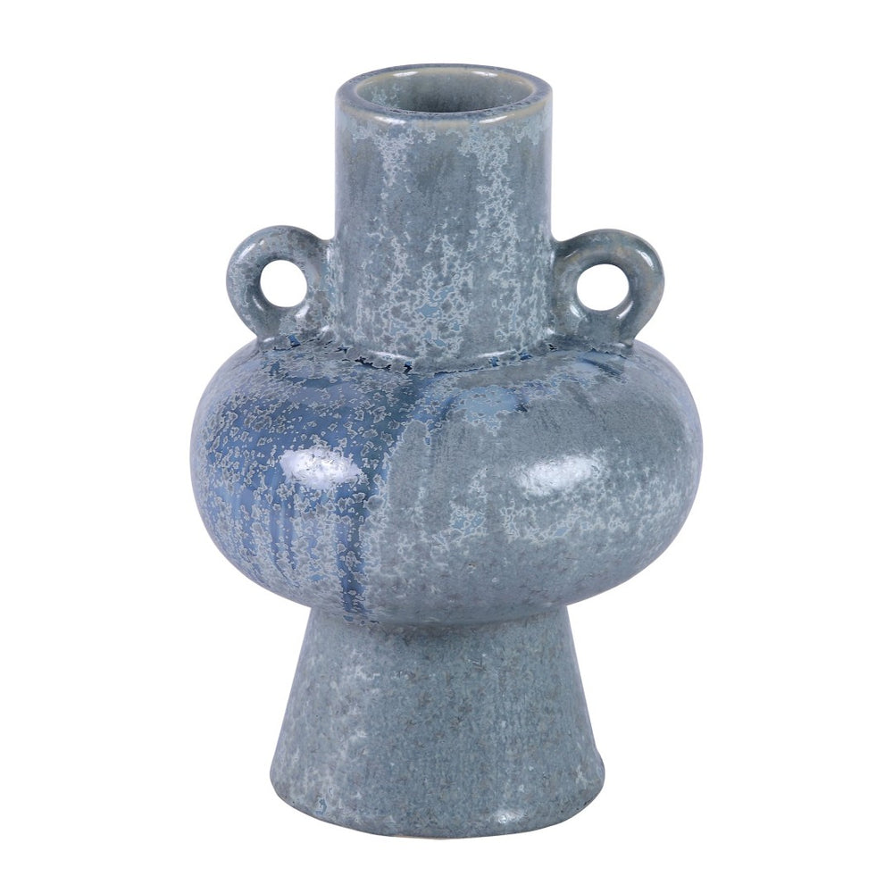 Atlas Derry Vase - Classic Mediterranean Charm with Iridescent Blue Quartz Glaze for Timeless Elegance AC11245-01