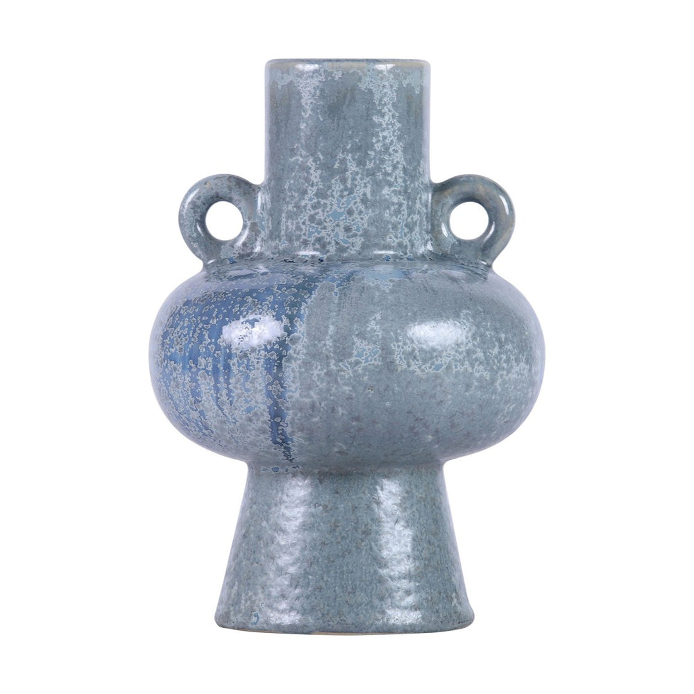 Atlas Derry Vase - Classic Mediterranean Charm with Iridescent Blue Quartz Glaze for Timeless Elegance AC11245-01