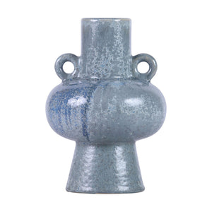 Atlas Derry Vase - Classic Mediterranean Charm with Iridescent Blue Quartz Glaze for Timeless Elegance AC11245-01