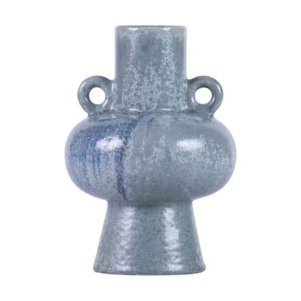 Atlas Derry Vase - Classic Mediterranean Charm with Iridescent Blue Quartz Glaze for Timeless Elegance AC11245-01