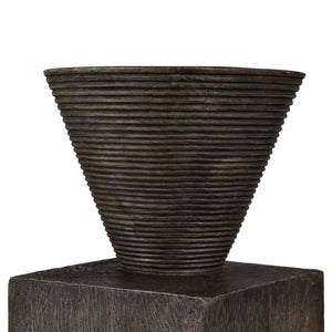 Atlas Disa Candleholder - Modern Brutalist Design with Wood-Textured Finish for Pillar or Taper Candles Small AC11249-01