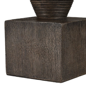 Atlas Disa Candleholder - Modern Brutalist Design with Wood-Textured Finish for Pillar or Taper Candles Small AC11249-01
