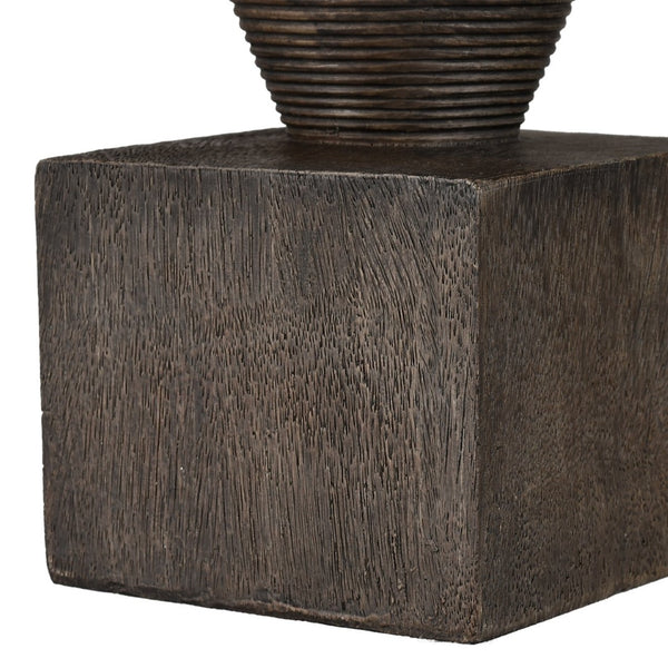 Atlas Disa Candleholder - Modern Brutalist Design with Wood-Textured Finish for Pillar or Taper Candles Small AC11249-01